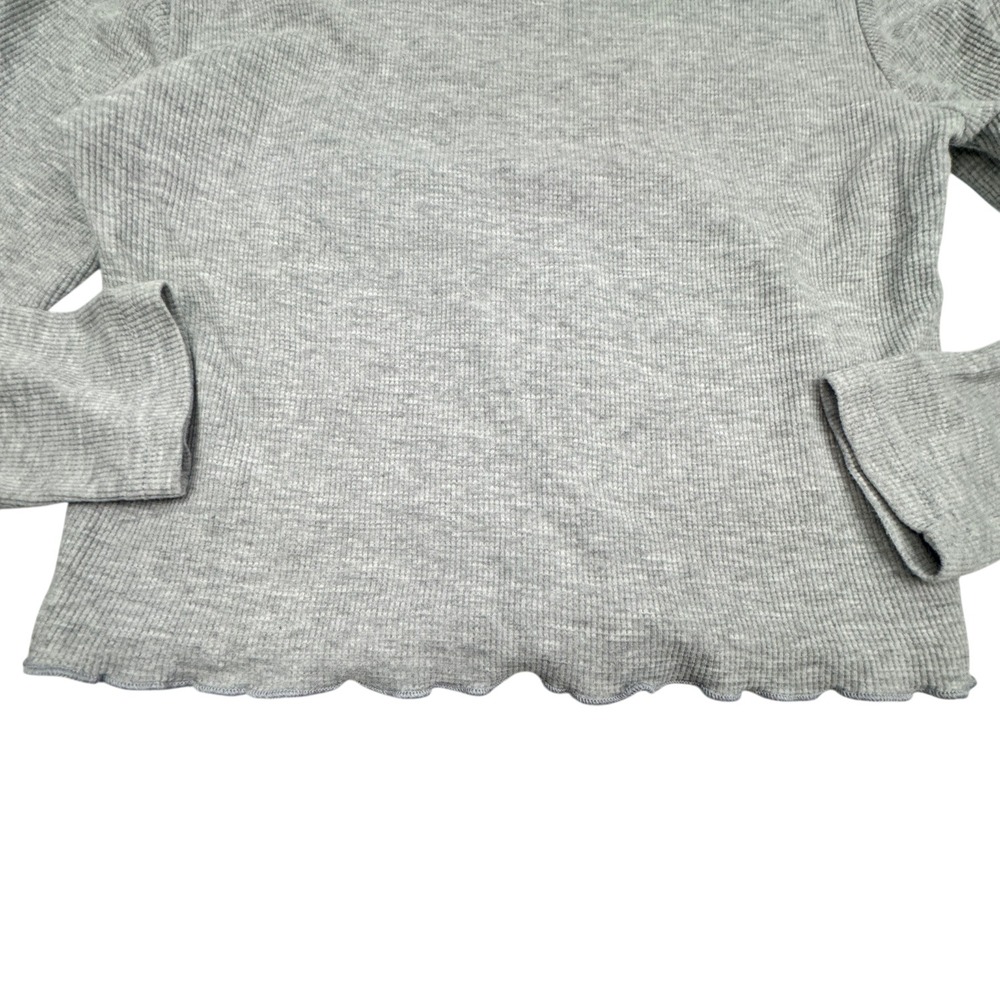 Natural Life Thermal Top Womens Small Grey Daisy Graphic Lettuce Hem Long Sleeve - Picture 5 of 6
